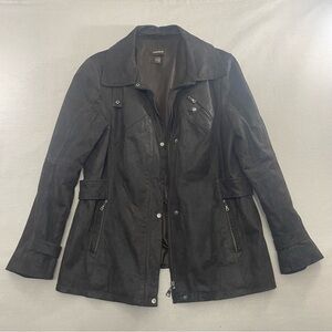 Danier Leather Jacket Biker Military Hybrid Brown Women Sz XL Café Racer Retro